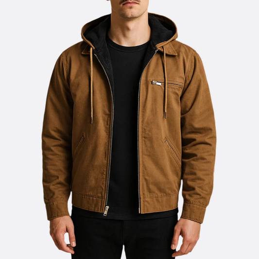 Hommes - Veste de travail à capuche en sherpa - Coton mélangé - Doublée et zippée, Confort et la chaleur