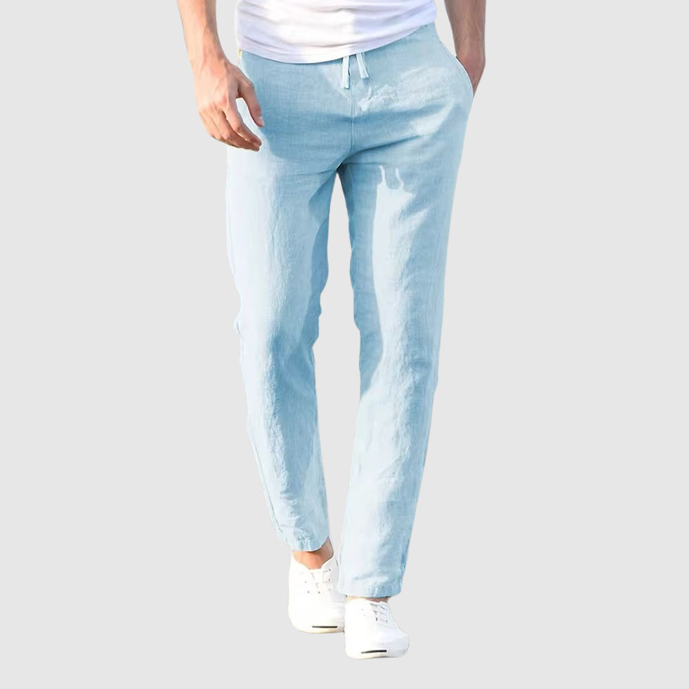 Hommes - Pantalon de lin décontracté - Tissu respirant - Style estival - Confort optimal pour vos journées ensoleillées