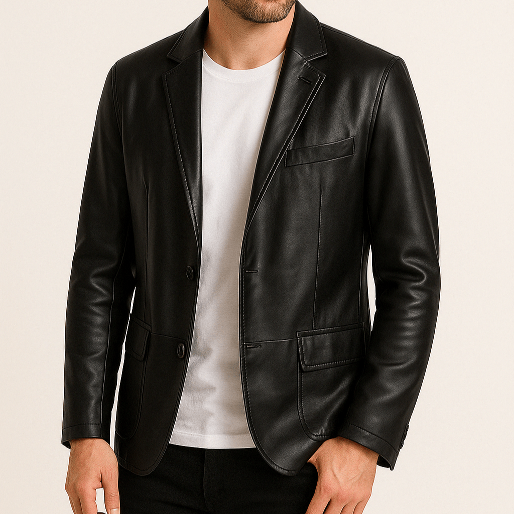 Hommes - Veste - Simili-cuir - Boutonnée avec revers - Élégante et tendance pour un style moderne