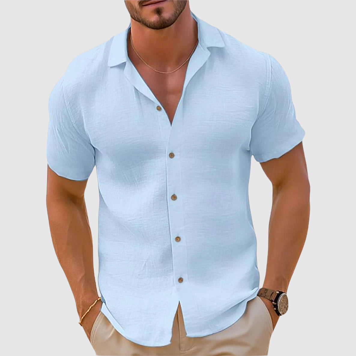Hommes - Chemise en Lin - Tissu Léger et Respirant - Idéale pour l'Été