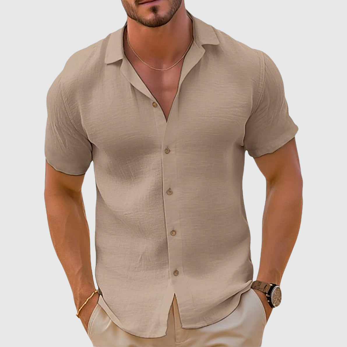 Hommes - Chemise en Lin - Tissu Léger et Respirant - Idéale pour l'Été