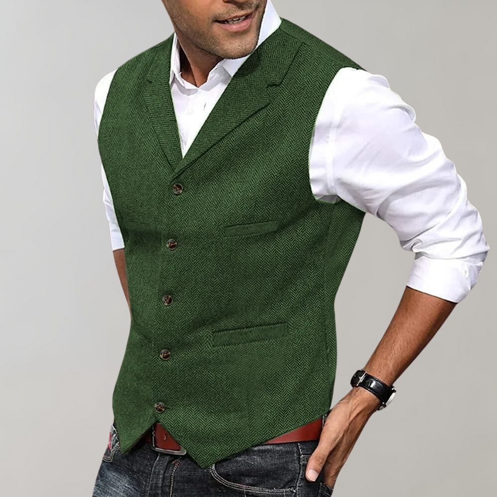 Hommes - Gilet de Costume - Tissu Polyester - Gilet Sans Manches à Boutons - Élégance Classique pour Toutes Occasions