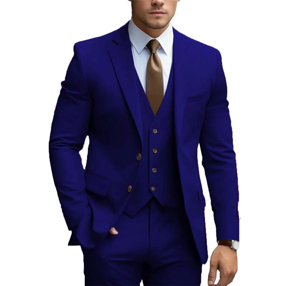 Hommes - Costume d'invité de mariage trois pièces avec gilet - Tissu durable - Stylé pour toutes les occasions