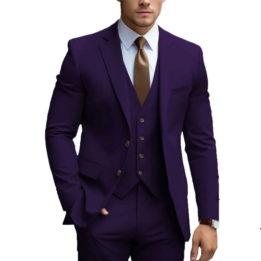 Hommes - Costume d'invité de mariage trois pièces avec gilet - Tissu durable - Stylé pour toutes les occasions