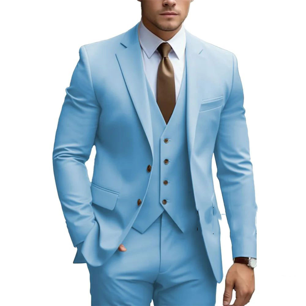 Hommes - Costume d'invité de mariage trois pièces avec gilet - Tissu durable - Stylé pour toutes les occasions