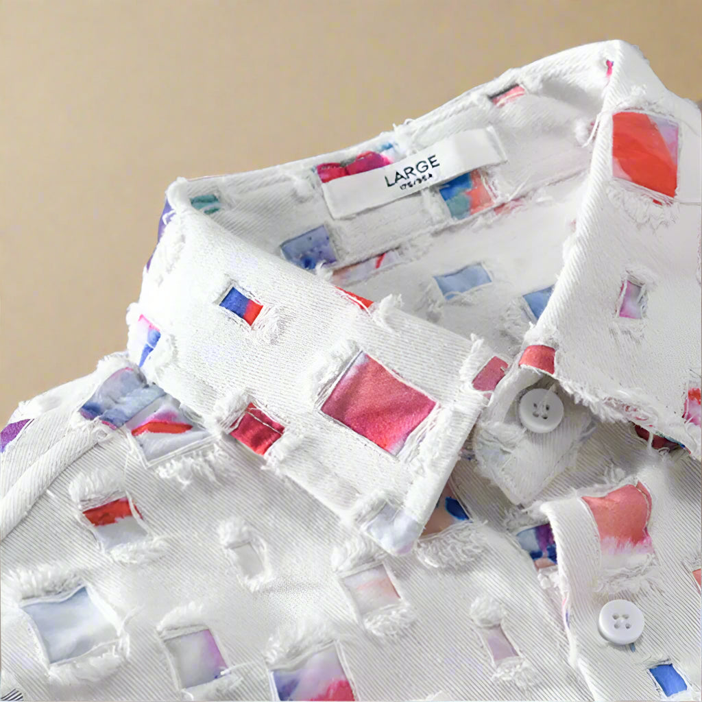 Hommes - Chemise en mosaïque élégante - Tissu léger - Idéale pour occasions décontractées ou formelles