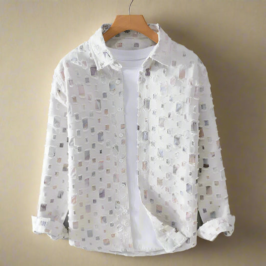 Hommes - Chemise en mosaïque élégante - Tissu léger - Idéale pour occasions décontractées ou formelles