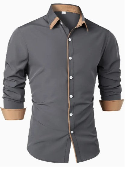 Hommes - Chemise décontractée à manches longues - Mélange de coton léger et respirant - Idéale pour un usage quotidien