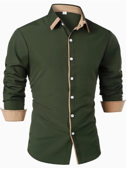 Hommes - Chemise décontractée à manches longues - Mélange de coton léger et respirant - Idéale pour un usage quotidien