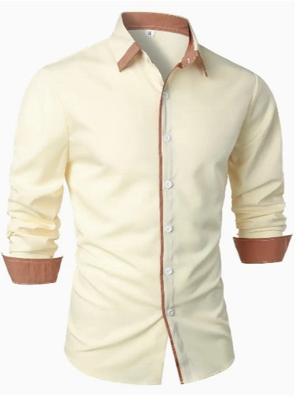 Hommes - Chemise décontractée à manches longues - Mélange de coton léger et respirant - Idéale pour un usage quotidien