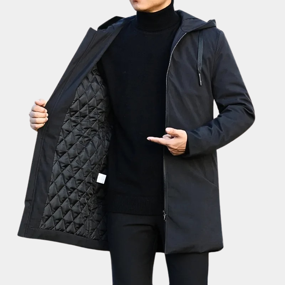 Hommes - Veste de pluie - Imperméable - Doublure douillette - Style hivernal élégant - Parfait pour le temps froid