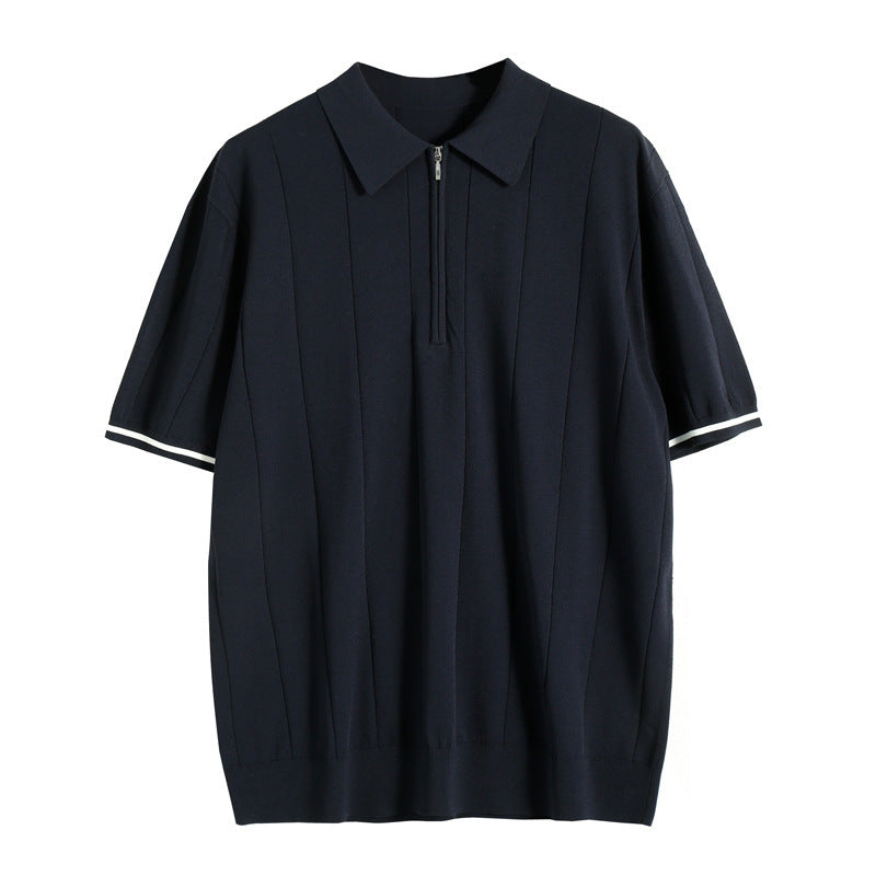 Hommes - Polo zippé confortable - Mélange de coton - Élégance décontractée pour toutes les occasions