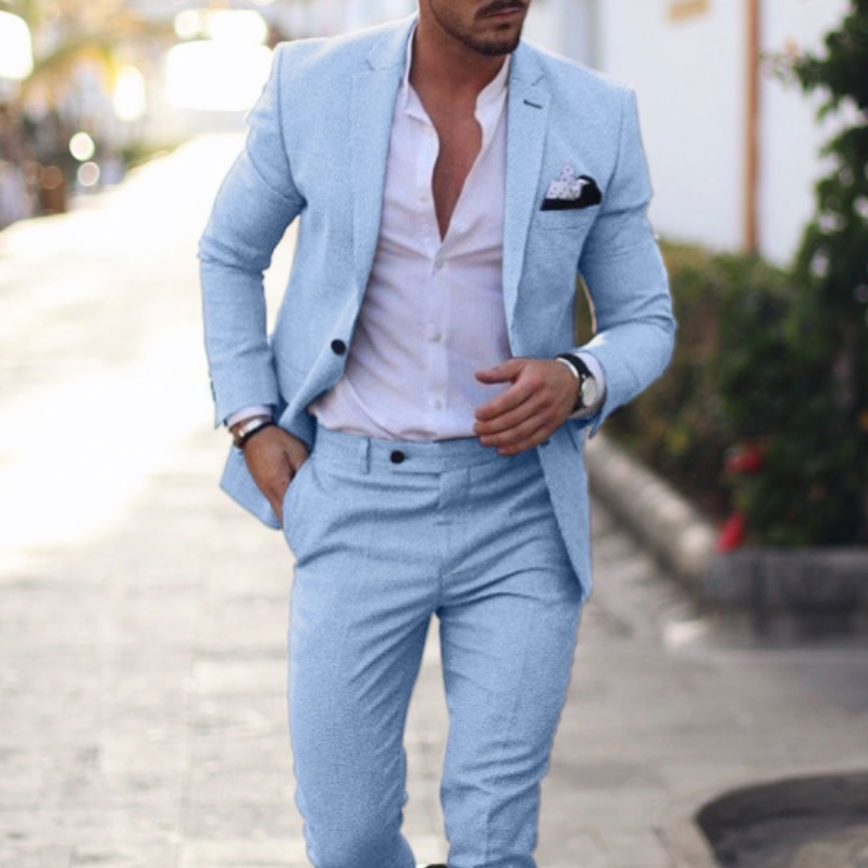 Hommes - Costume ajusté - Tissu durable - Ensemble deux pièces élégant pour invités de mariage - Tenue élégante