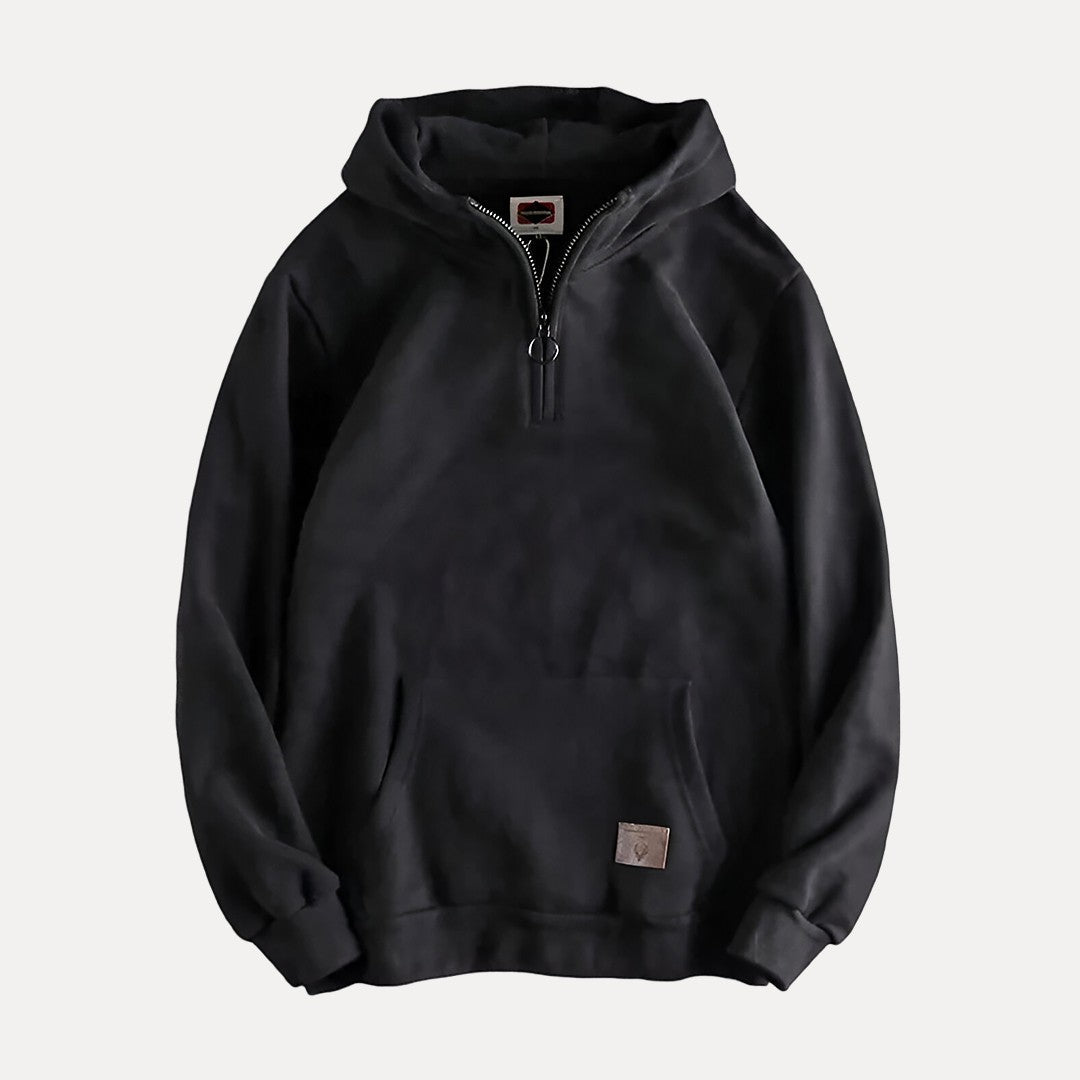 Hommes - Sweat à capuche demi-zippé - Tissu chaud - Coupe décontractée - Superposition confortable