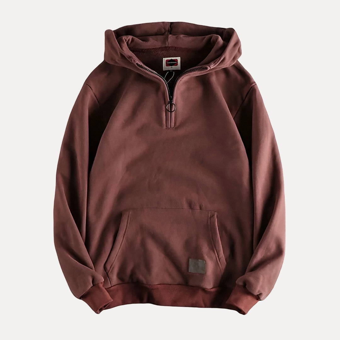 Hommes - Sweat à capuche demi-zippé - Tissu chaud - Coupe décontractée - Superposition confortable