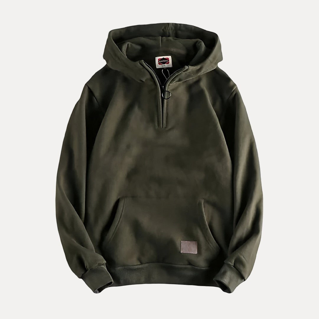 Hommes - Sweat à capuche demi-zippé - Tissu chaud - Coupe décontractée - Superposition confortable