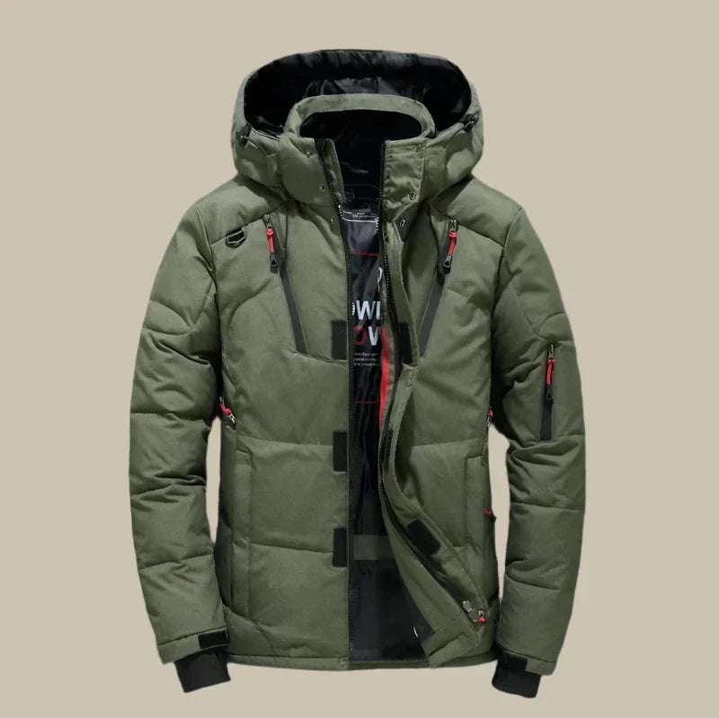 Hommes - Veste d'hiver - Tissu imperméable - Manteau rembourré chaud avec capuche - Veste d'hiver confortable