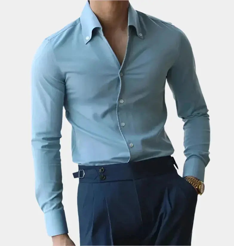Hommes - Chemise classique italienne - Tissu luxueux - Élégance intemporelle pour un style raffiné