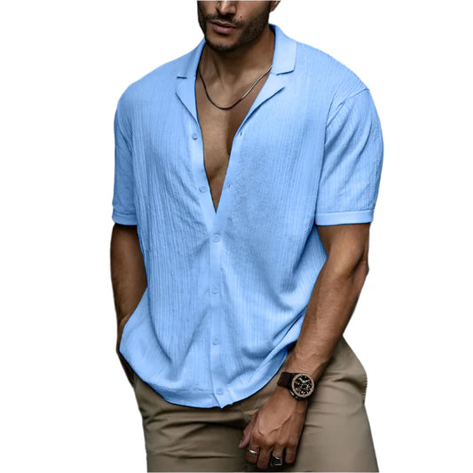 Hommes - Chemise d'été en tricot - Douce et respirante - Confortable et stylée