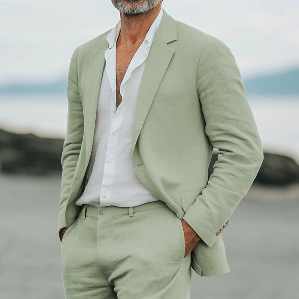 Hommes - Ensemble Blazer et Pantalon d'Été en Léger - Lin - Costume Élégant et Confortable pour la Saison