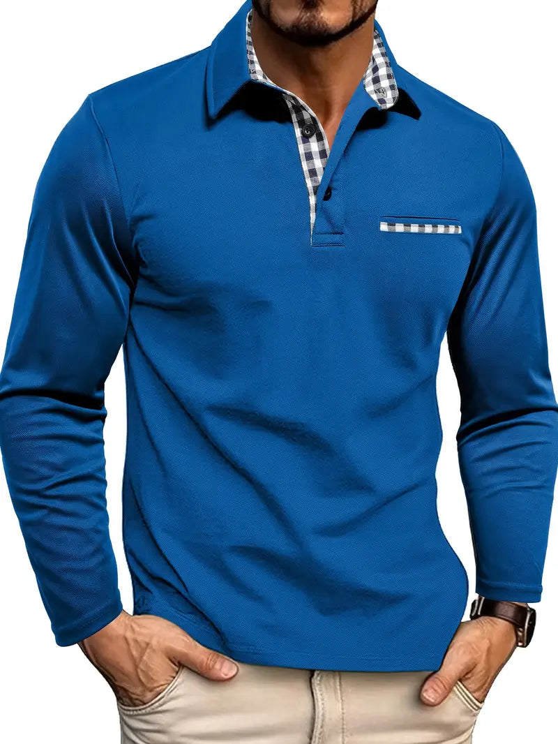 Hommes - Polo d'été classique à manches longues - Coton mélangé confortable - Mode décontractée pour homme