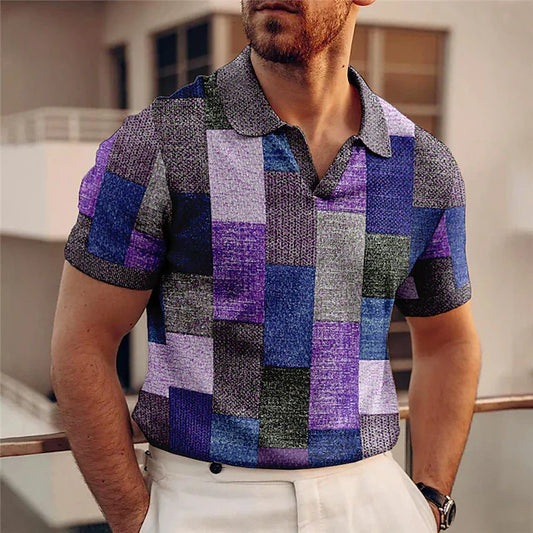 Hommes - Polo à carreaux décontracté - Mélange de coton - Élégant et confortable pour un style quotidien