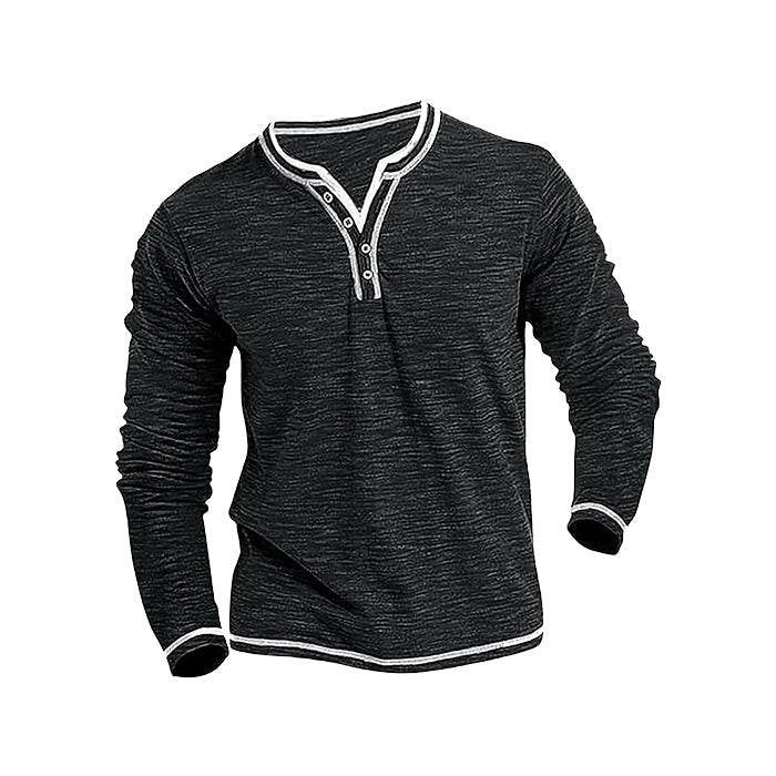 Hommes - Chemise à manches longues col en V - Tissu doux et léger - Élégante tenue décontractée