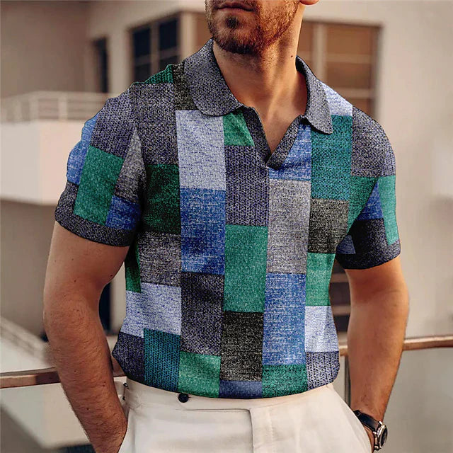 Hommes - Polo à carreaux décontracté - Mélange de coton - Élégant et confortable pour un style quotidien