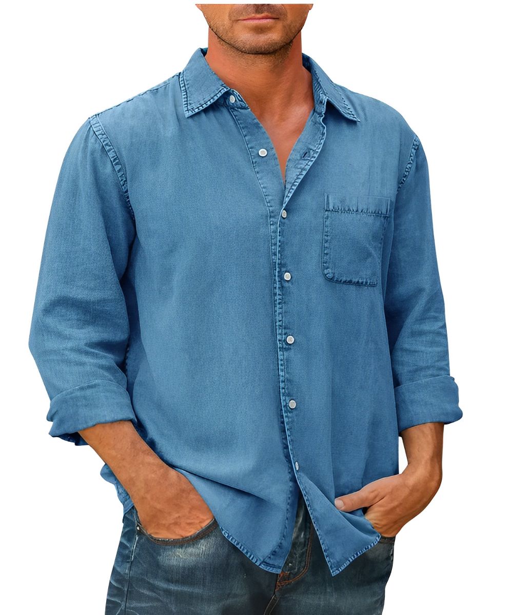 Hommes - Chemise en Jean Classique - Tissu de Coton Durable - Mode Écologique et Intemporelle