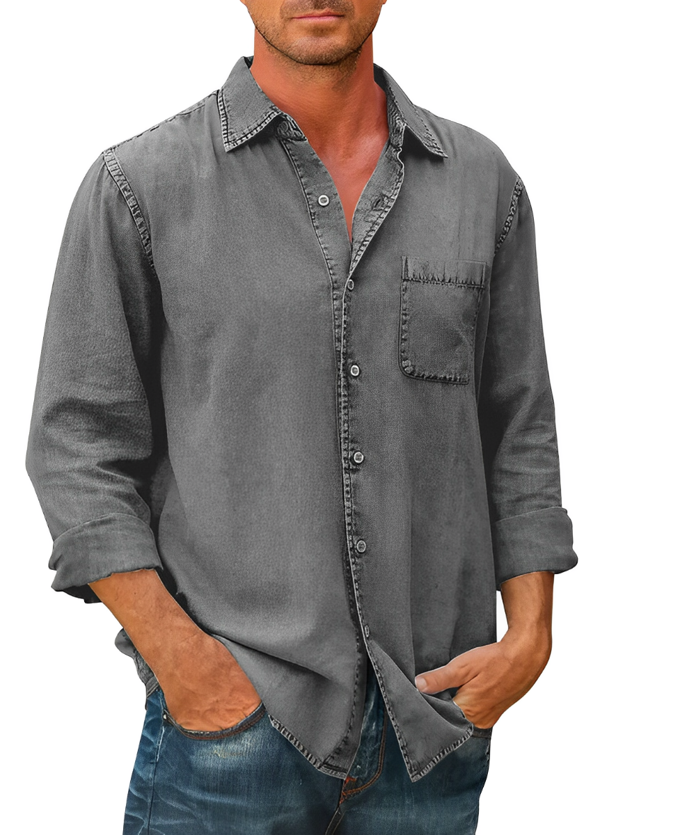 Hommes - Chemise en Jean Classique - Tissu de Coton Durable - Mode Écologique et Intemporelle