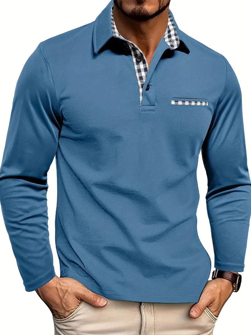 Hommes - Polo d'été classique à manches longues - Coton mélangé confortable - Mode décontractée pour homme