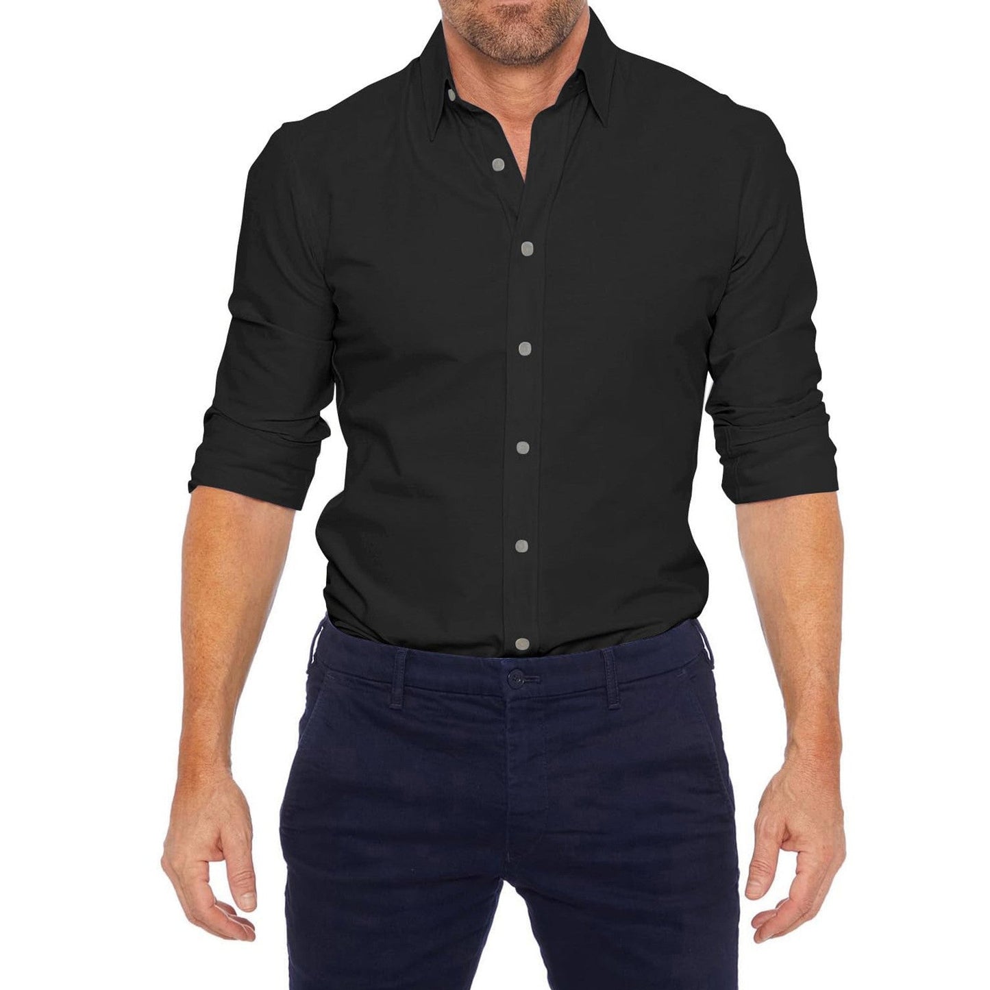 Hommes - Chemise zippée - Coton mélangé - Élégante tenue décontractée - Style confortable et moderne