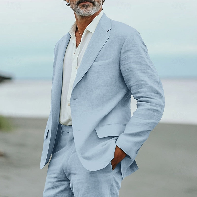 Hommes - Ensemble Blazer et Pantalon d'Été en Léger - Lin - Costume Élégant et Confortable pour la Saison