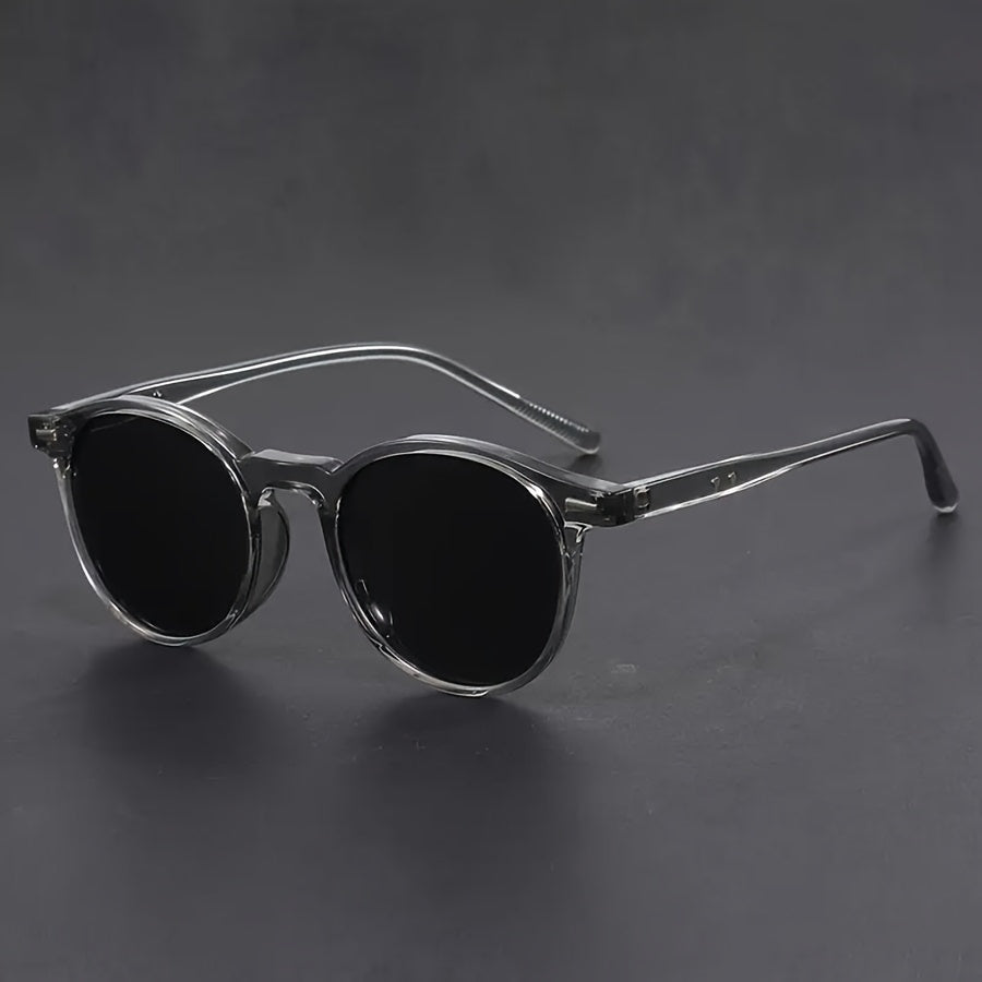 Homme - Lunettes de soleil légères - Monture ronde style écaille rétro - Accessoire tendance