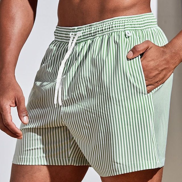 Hommes - Short de bain - Coton rayé - Idéal pour l'été et les activités aquatiques