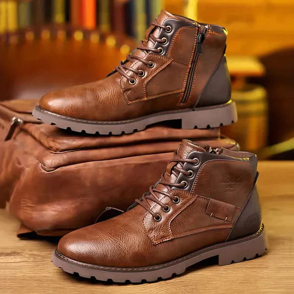 Hommes - Bottes - Cuir - Fermeture à glissière et doublure chaude - Confort hivernal assuré