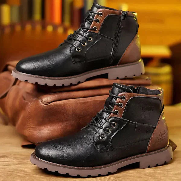 Hommes - Bottes - Cuir - Fermeture à glissière et doublure chaude - Confort hivernal assuré