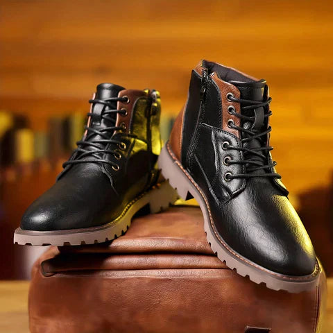 Hommes - Bottes - Cuir - Fermeture à glissière et doublure chaude - Confort hivernal assuré