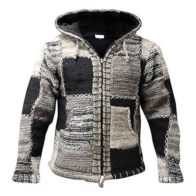 Hommes - Cardigan patchwork stylé - Tricot doux et confortable - Mode décontractée