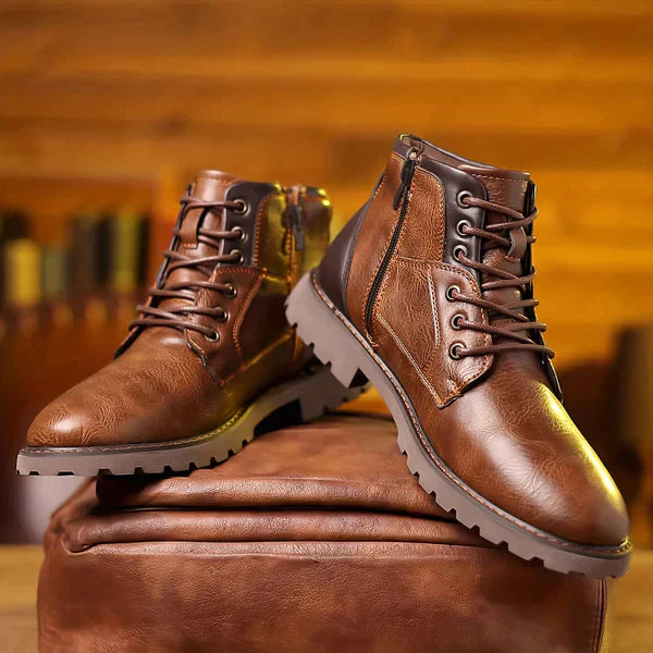 Hommes - Bottes - Cuir - Fermeture à glissière et doublure chaude - Confort hivernal assuré