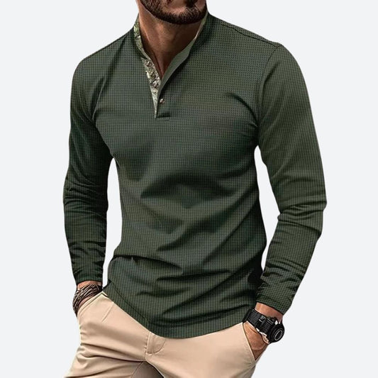 Hommes - Polo à manches longues - Tissu en coton doux - Design élégant et confortable