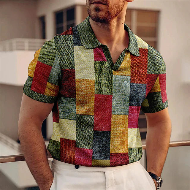 Hommes - Polo à carreaux décontracté - Mélange de coton - Élégant et confortable pour un style quotidien
