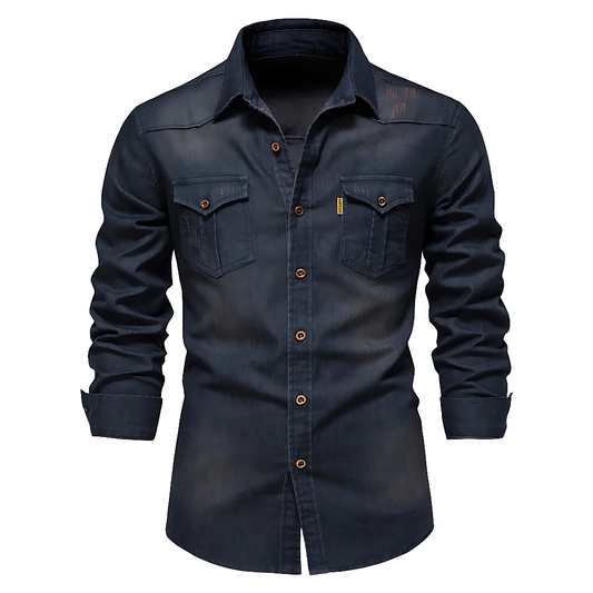 Homme - Chemise en adaptatif - Denim de coton Coupe ajustée pour le confort et le style - Parfaite pour les tenues décontractées