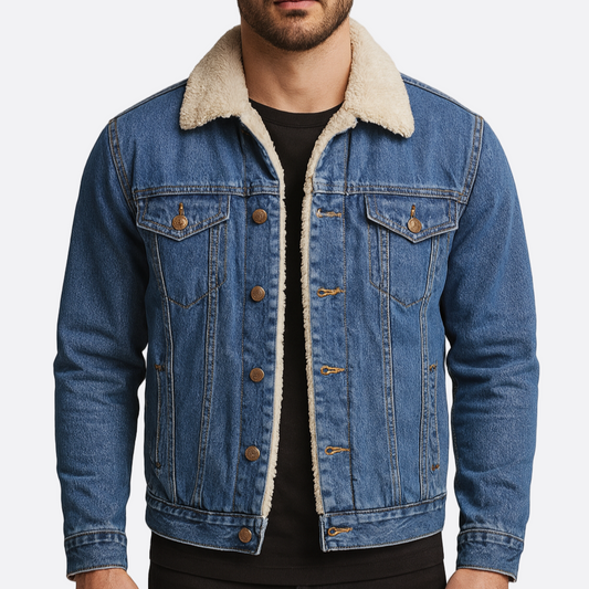 Hommes - Veste en jean élégante - Denim robuste - Doublure chaude - Mode décontractée pour l'hiver