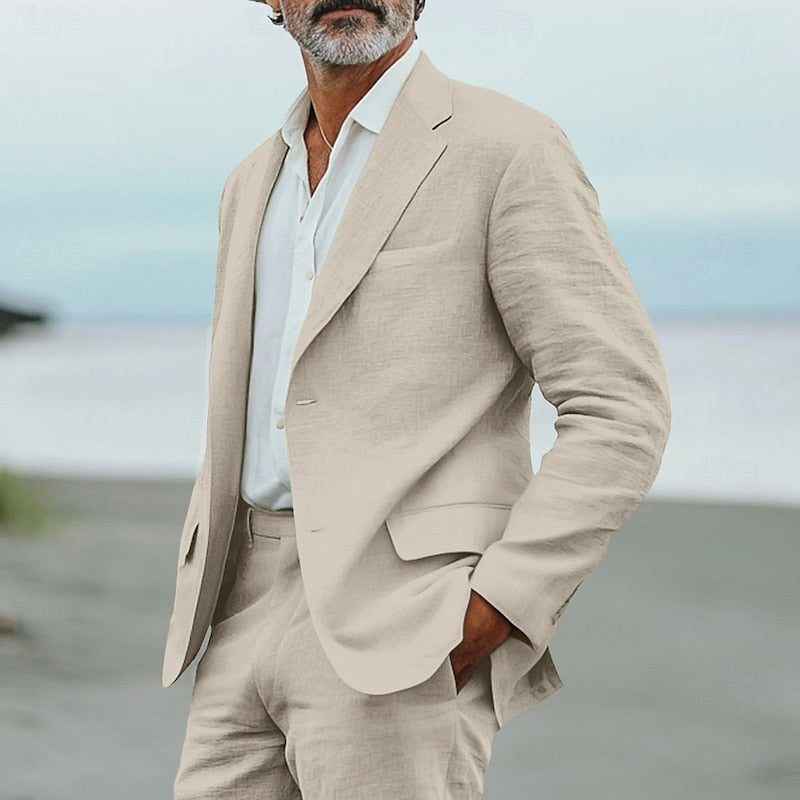 Hommes - Ensemble Blazer et Pantalon d'Été en Léger - Lin - Costume Élégant et Confortable pour la Saison